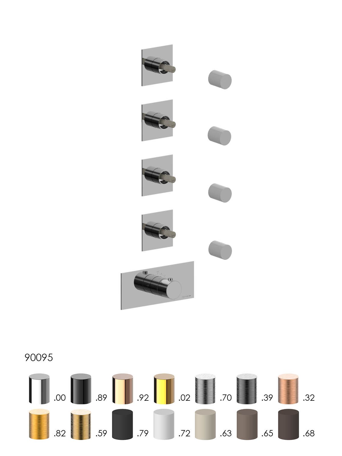 Endmontage UP- 4 Wege Thermostat Duschen Verteiler